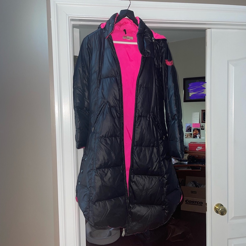 Girl Deisel black and hot pink winter jacket with hood. Very pretty!